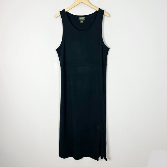 90’s Eddie Bauer Black Midi Dress Classic Mature Minimalist Size Large Women's - Picture 1 of 5